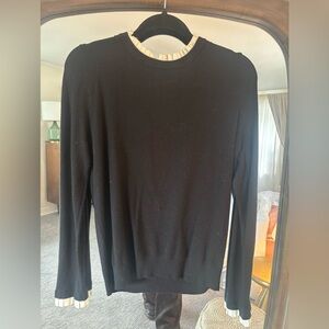 Milano Women's Black Crewneck Sweater with White Trim